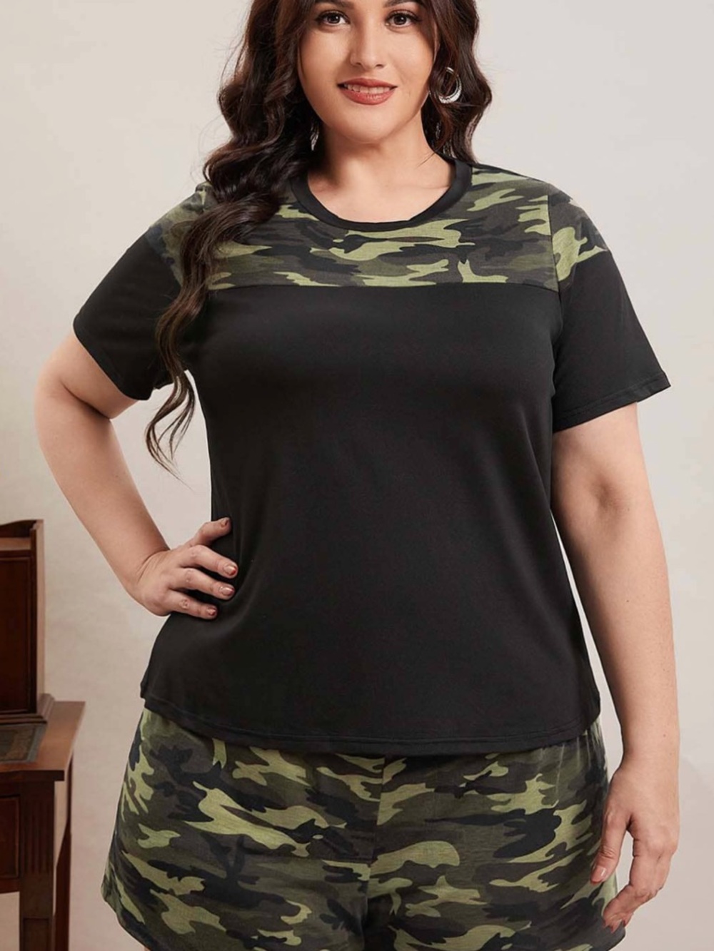 Shein Camp Tee and Shorts Set
